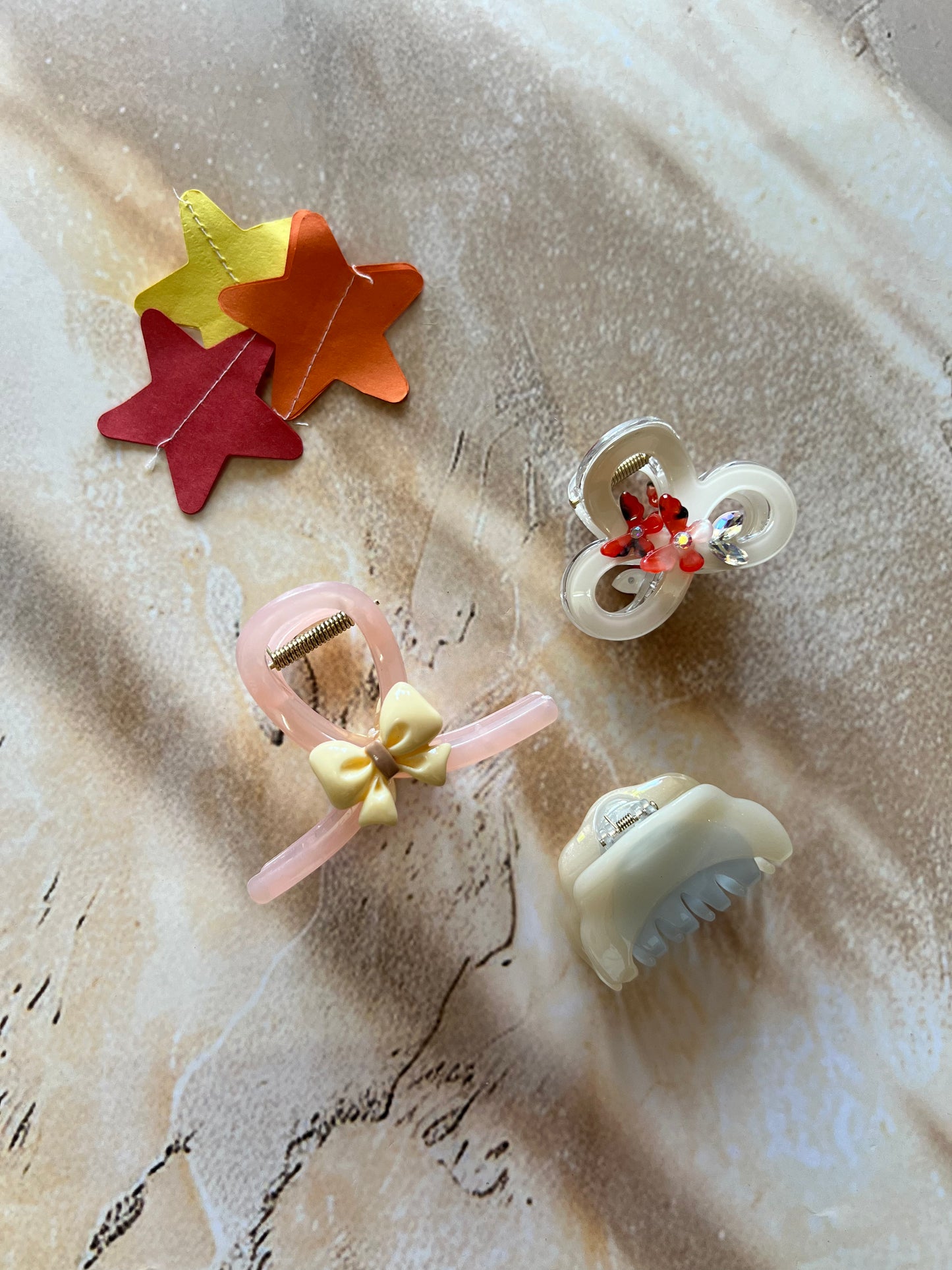 PINK BOW CLAW CLIPS:- PACK OF 3