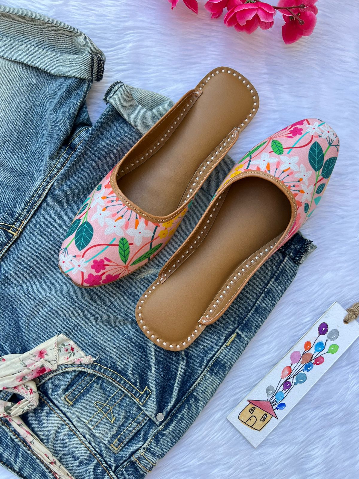 PEACH FLORA SLIPONS