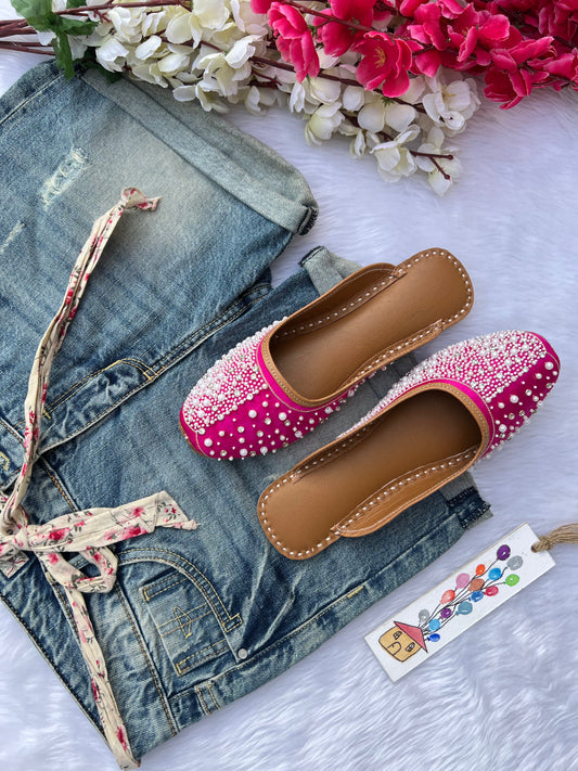 HOT PINK PEARL SLIPONS