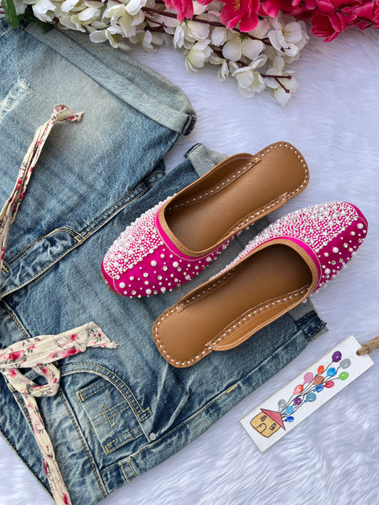 HOT PINK PEARL SLIPONS