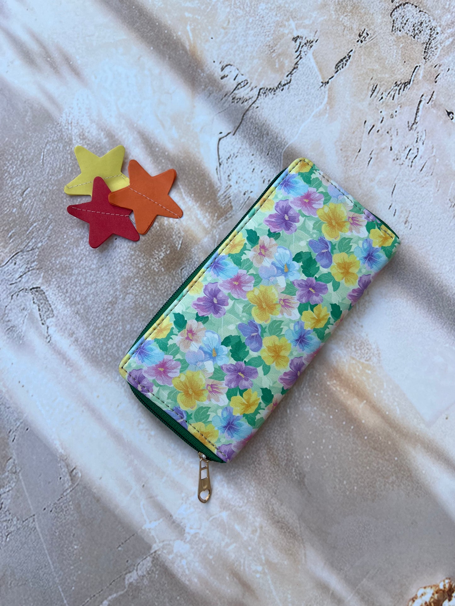 LONG WALLET:-  GREEN ORCHID (SINGLE COMPARTMENT)