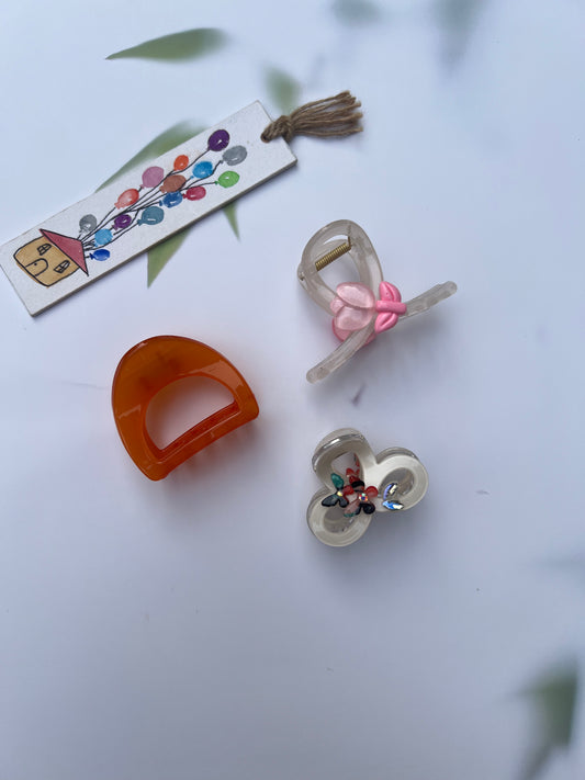 TANGERINE TULIP CLAW CLIPS:- PACK OF 3