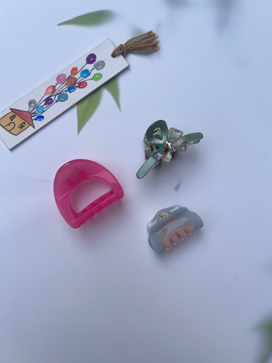 ROSE QUARTZ CLAW CLIPS:- PACK OF 3