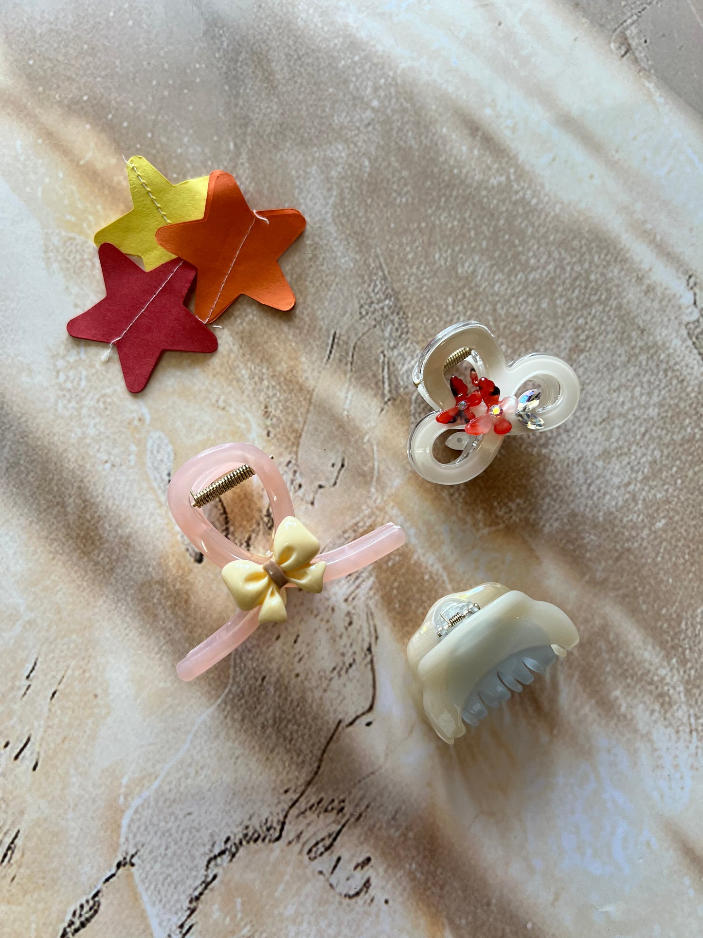PINK BOW CLAW CLIPS:- PACK OF 3