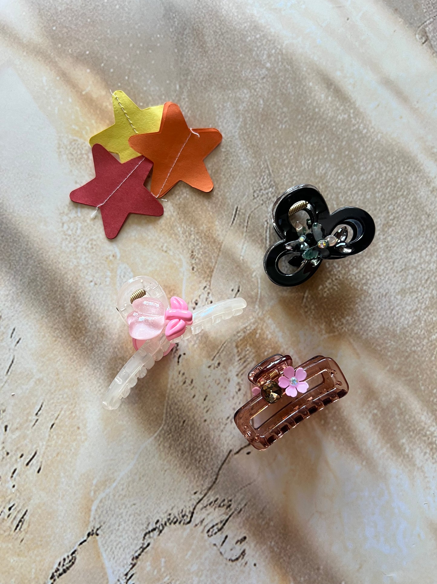 PETAL PINK CLAW CLIPS:- PACK OF 3