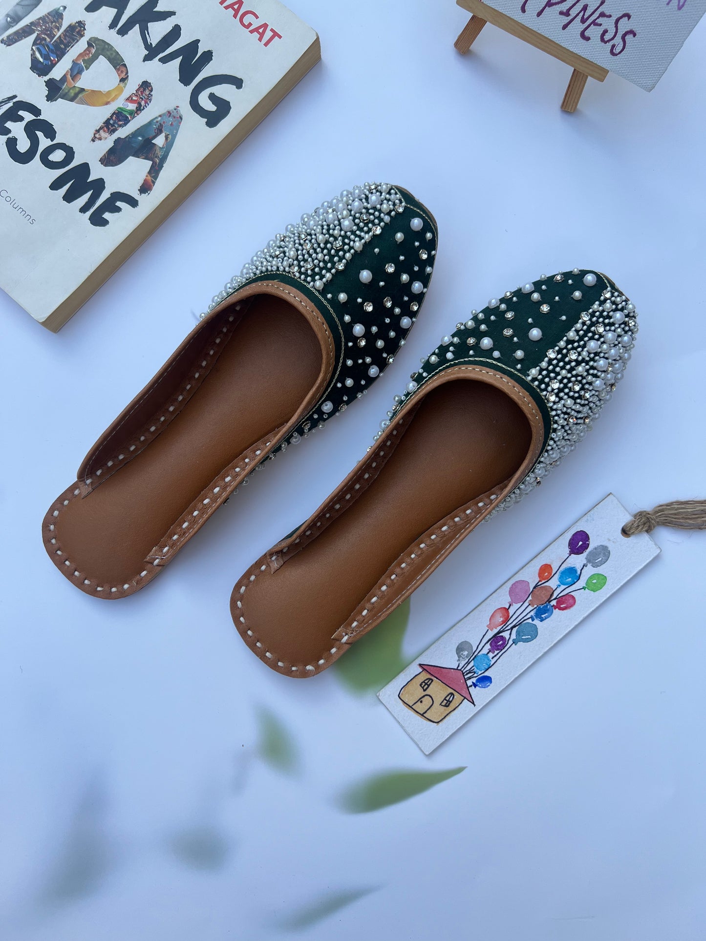 PEARL SLIPONS DARK OLIVE GREEN