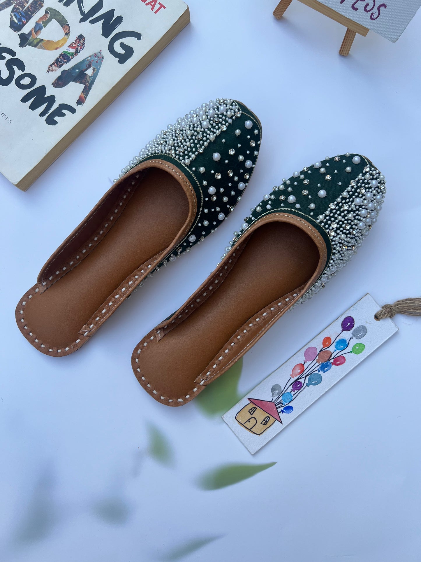 PEARL SLIPONS DARK OLIVE GREEN